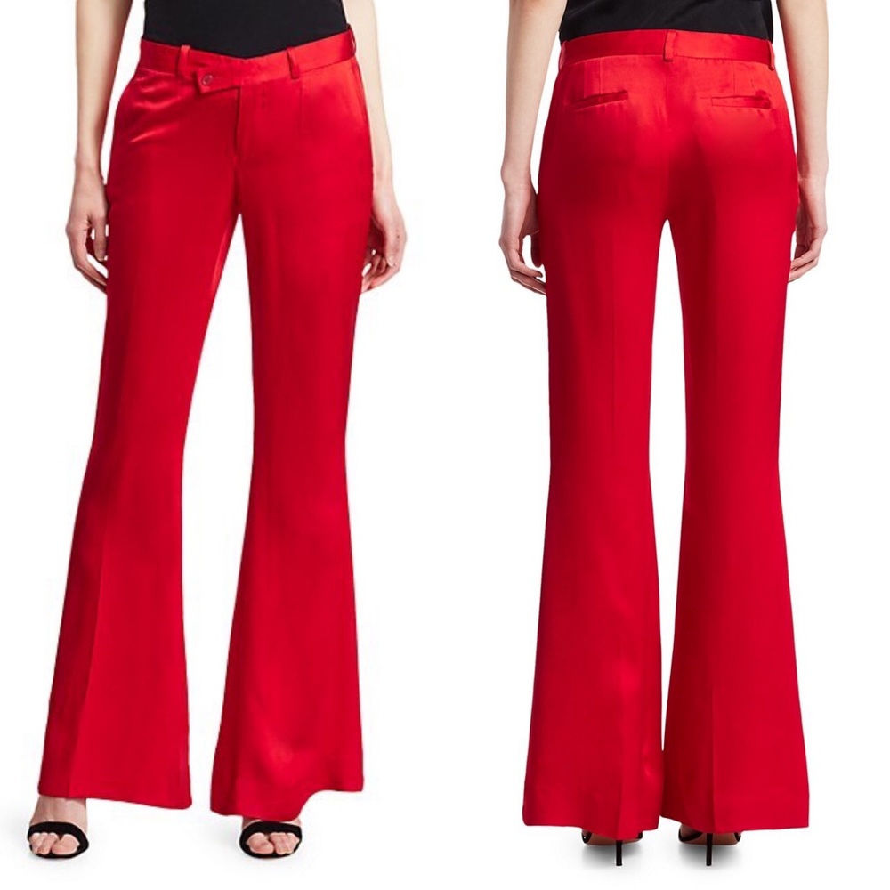 Each x Other Red Satin Flare Trousers Size XS